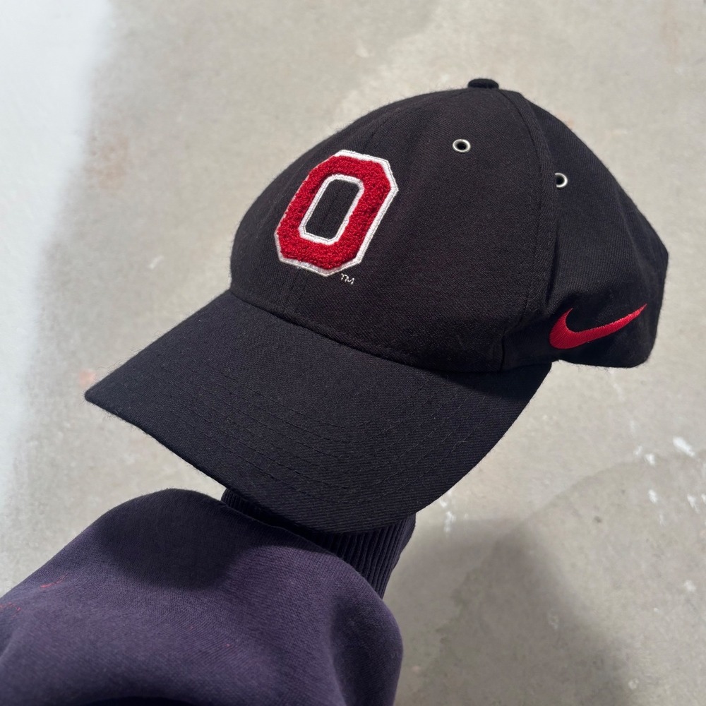 Nike Ohio State Buckeyes Hat Black Wool Blend Adjustable Strapback Cap OSU O